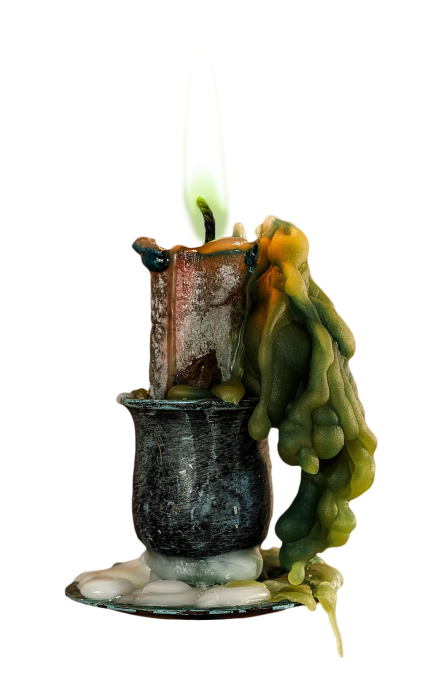 A green Monster Blood candle